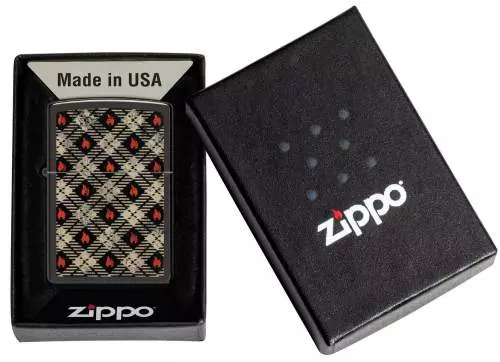Produktbild: Zippo Tartan Karo schwarz poliert Verpackung