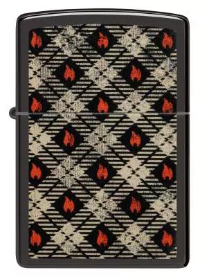 Produktbild: Zippo Tartan Karo schwarz poliert vorne