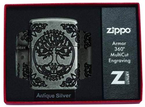 Produktbild: Zippo Tree of Life silbern antik Armor Case Verpackung