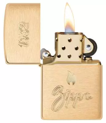 Produktbild: Zippo Vintage mit Gravur Messing Feuerzeug offen