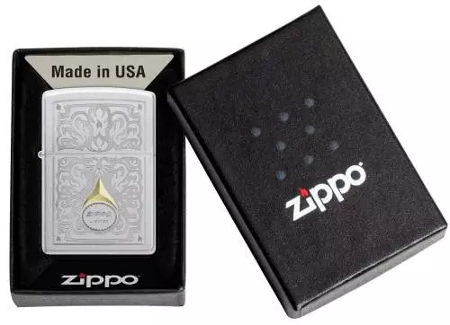 Produktbild: Zippo Vintage-Ranken Satin Chrom Feuerzeug Verpackung