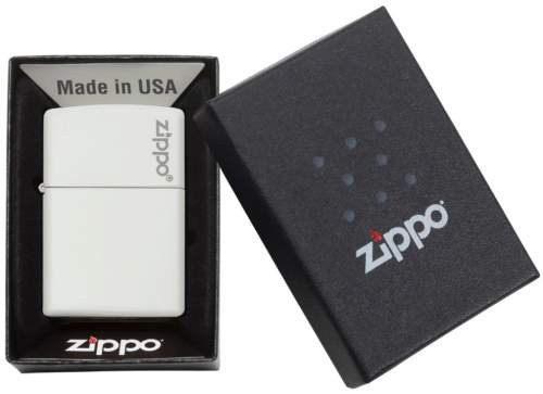 Produktbild: Zippo White Matte Basismodell weiß mit Logo Feuerzeug Verpackung