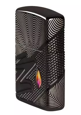 Produktbild: Zippo Z-Pattern Crystal Armor Case schwarz Feuerzeug seitlich vorne