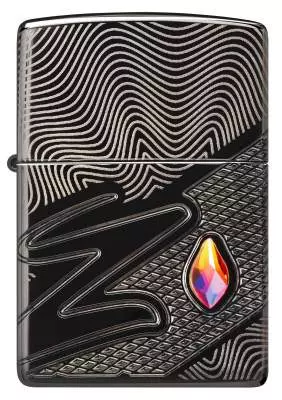 Produktbild: Zippo Z-Pattern Crystal Armor Case schwarz Feuerzeug vorne