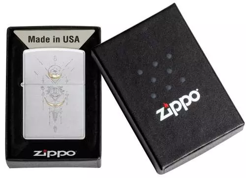 Produktbild: Zippo Two-Tone Zen Satin Chrom Feuerzeug Verpackung