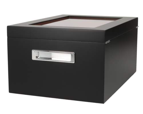 Produktbild: Angelo Humidor 3 Sichtfenster 2 schwarz seitlich