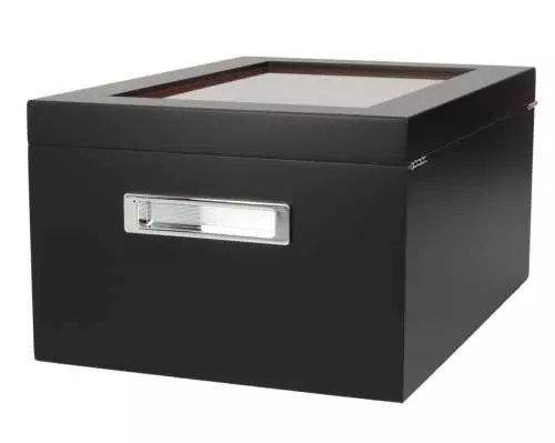 Produktbild: Angelo Humidor 3 Sichtfenster 2 schwarz seitlich