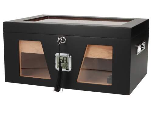 Produktbild: Angelo Humidor 3 Sichtfenster 2 schwarz fast vorne