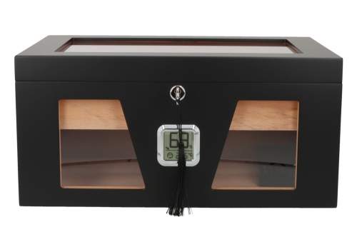 Produktbild: Angelo Humidor 3 Sichtfenster 2 schwarz vorne