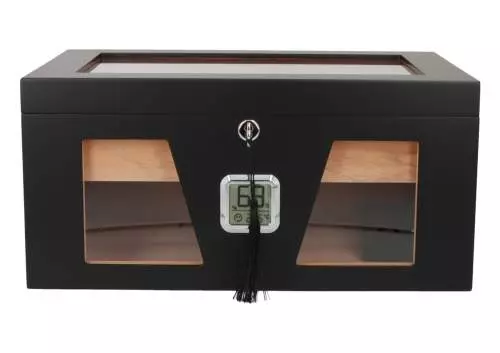 Produktbild: Angelo Humidor 3 Sichtfenster 2 schwarz vorne