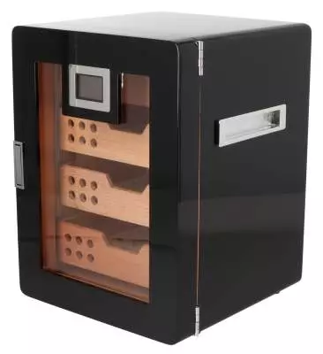 Produktbild: Angelo Humidor Schrank LED schwarz seitlich