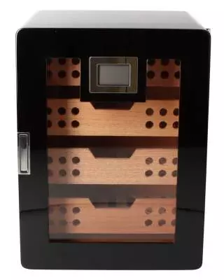 Produktbild: Angelo Humidor Schrank LED schwarz vorne