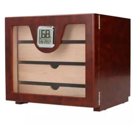 Produktbild: Angelo Humidorschrank Cabinett M Wurzelholz vorne seitlich