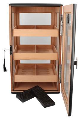 Produktbild: Angelo Humidor Schrank Kabinett 2 schwarz offen