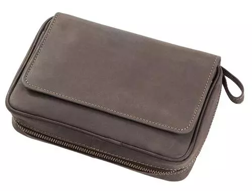 Produktbild: Angelo Pfeifentasche Leder braun 4 Pfeifen