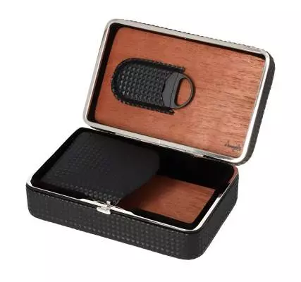 Produktbild: Angelo Reisehumidor Kunstleder Diamond schwarz offen