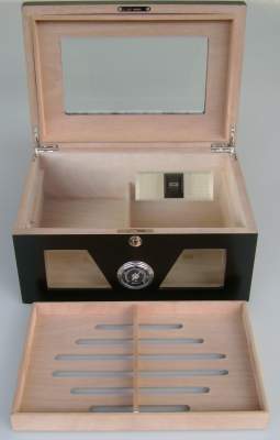 Produktbild: Angelo Humidor  3 Sichtfenster schwarz