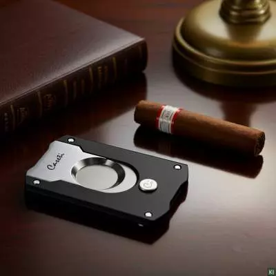 Produktbild: Caseti Paris Zigarrenschneider schwarz auf dem Tisch