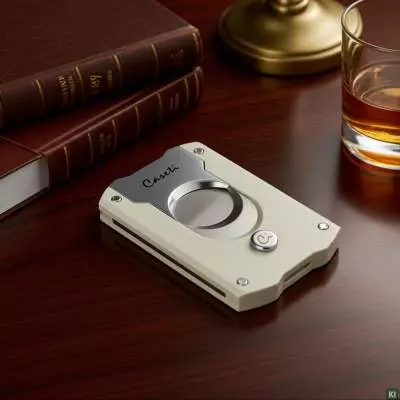 Produktbild: Caseti Paris Zigarrenschneider titan auf einem Tisch