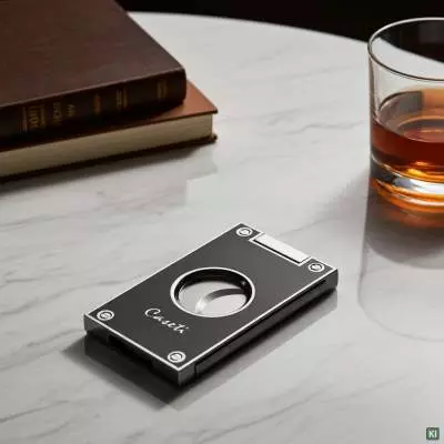 Produktbild: Caseti Paris Zigarrenschneider schwarz auf einem Tisch