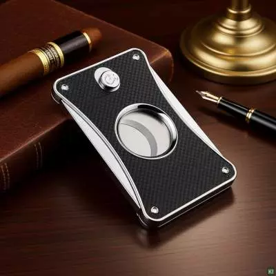 Produktbild: Caseti Paris Zigarrenschneider Carbon auf einem Tisch