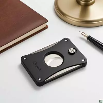 Produktbild: Caseti Paris Zigarrencutter schwarz anthrazit auf einem Tisch