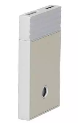 Produktbild: Caseti Paris Feuerzeug grau-beige Flat Jet Flamme hinten seitlich