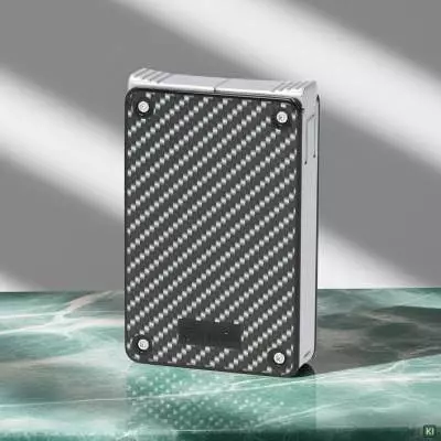 Produktbild: Caseti Paris Duo-Feuerzeug Carbon-Optik u chrom auf Marmor