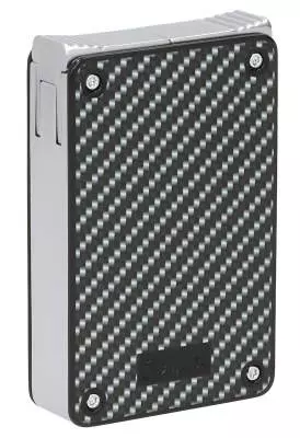 Produktbild: Caseti Paris Duo-Feuerzeug Carbon-Optik chrom vorne seitlich