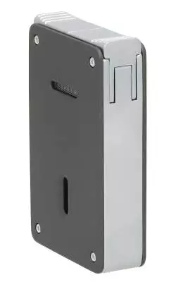 Produktbild: Caseti Paris Duo-Feuerzeug grau chrom hinten seitlich