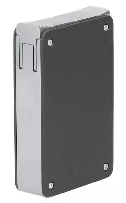 Produktbild: Caseti Paris Duo-Feuerzeug grau chrom vorne seitlich