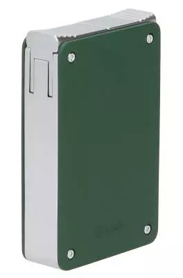 Produktbild: Caseti Paris Duo-Feuerzeug grün chrom vorne seitlich