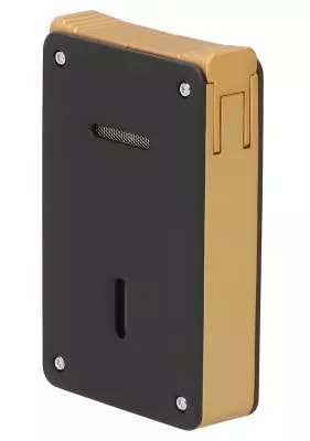 Produktbild: Caseti Paris Duo-Feuerzeug Schwarz golden hinten seitlich