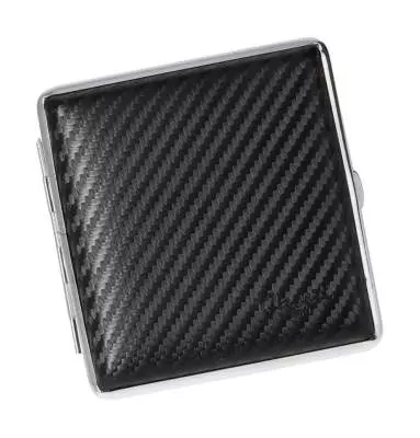 Produktbild: Zigarettenetui Caseti Leder Carbon schwarz 20er schräg