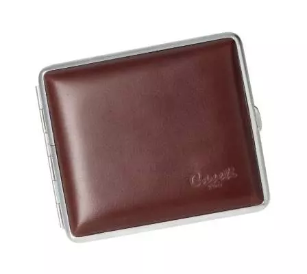 Produktbild: Zigarettenetui Caseti Leder braun 18er schräg