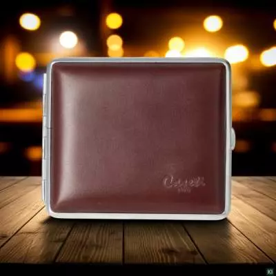 Produktbild: Zigarettenetui Caseti Leder braun 18er stehend