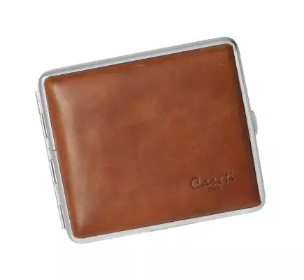 Produktbild: Zigarettenetui Caseti Leder hellbraun 18er schräg