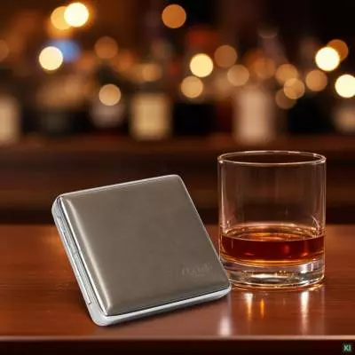 Produktbild: Zigarettenetui Caseti Leder grau 20er an der Bar