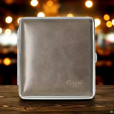 Produktbild: Zigarettenetui Caseti Leder grau 20er stehend