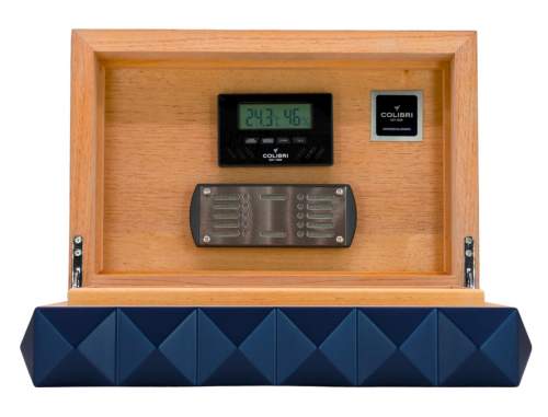 Produktbild: Colibri Humidor Quasar blau matt offen vorne