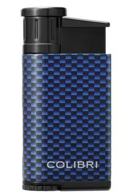Produktbild: Colibri Evo blau Carbon Design Feuerzeug vorne