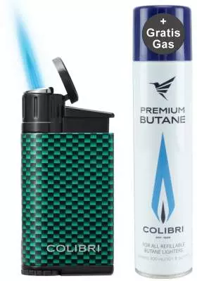 Produktbild: Colibri Evo grün Carbon Design Feuerzeug mit Gas
