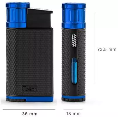 Produktbild: Colibri Evo schwarz blau Feuerzeug Abmessungen