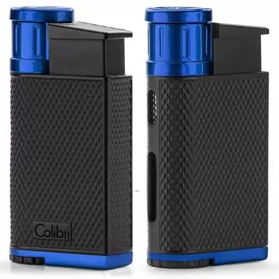 Produktbild: Colibri Evo schwarz blau Feuerzeug seitlich