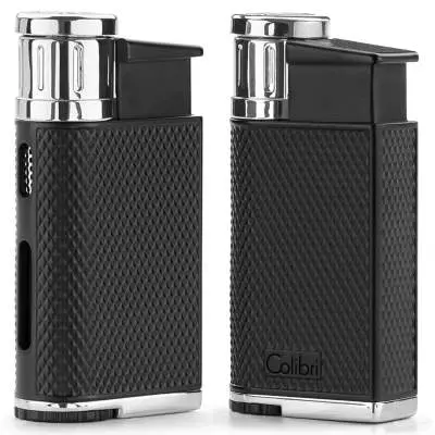 Produktbild: Colibri Evo schwarz-chrom Feuerzeug seitlich