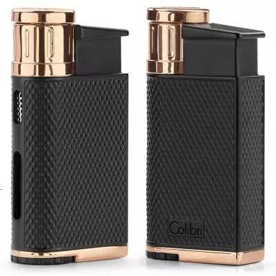 Produktbild: Colibri Evo schwarz-rosegold Feuerzeug seitlich