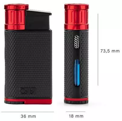 Produktbild: Colibri Evo schwarz-rot Feuerzeug Abmessungen