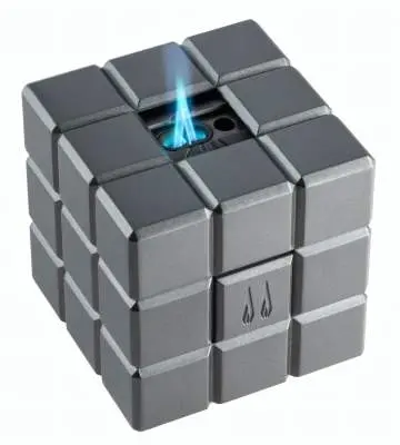 Colibri Heritage Cube anthrazit Tischfeuerzeug mit Softflamme und Doppel-Jetflamme