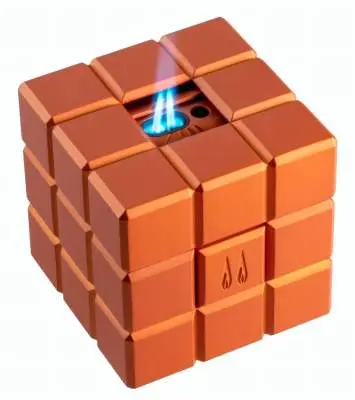 Colibri Heritage Cube orange Tischfeuerzeug mit Softflamme und Doppel-Jetflamme