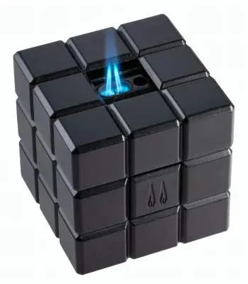 Colibri Heritage Cube schwarz Tischfeuerzeug mit Softflamme und Doppel-Jetflamme